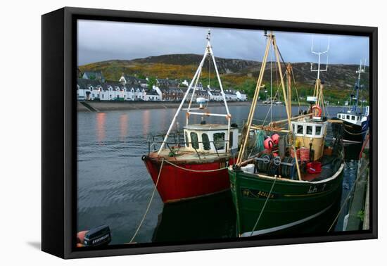 Fishing Boats in Ullapool Harbour at Night, Highland, Scotland-Peter Thompson-Framed Premier Image Canvas