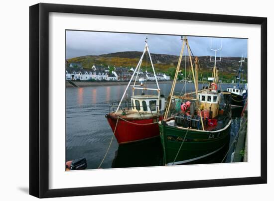 Fishing Boats in Ullapool Harbour at Night, Highland, Scotland-Peter Thompson-Framed Photographic Print