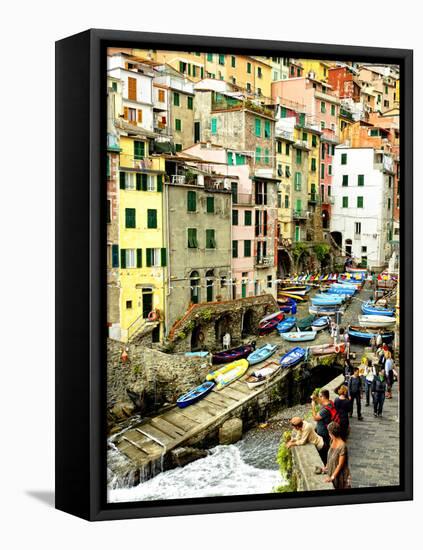 Fishing Boats Line the Launch Site in the Village of Riomaggiore, Cinque Terre, Tuscany, Italy-Richard Duval-Framed Premier Image Canvas