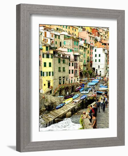 Fishing Boats Line the Launch Site in the Village of Riomaggiore, Cinque Terre, Tuscany, Italy-Richard Duval-Framed Photographic Print