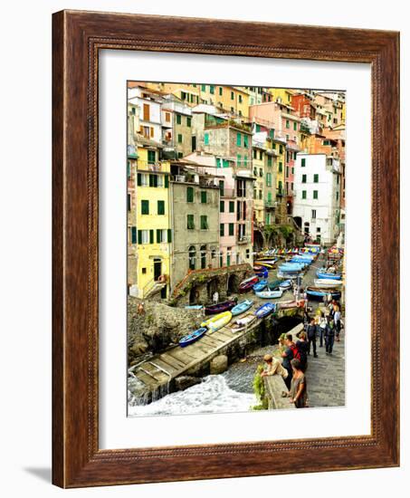 Fishing Boats Line the Launch Site in the Village of Riomaggiore, Cinque Terre, Tuscany, Italy-Richard Duval-Framed Photographic Print