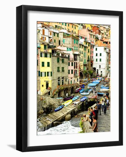Fishing Boats Line the Launch Site in the Village of Riomaggiore, Cinque Terre, Tuscany, Italy-Richard Duval-Framed Photographic Print