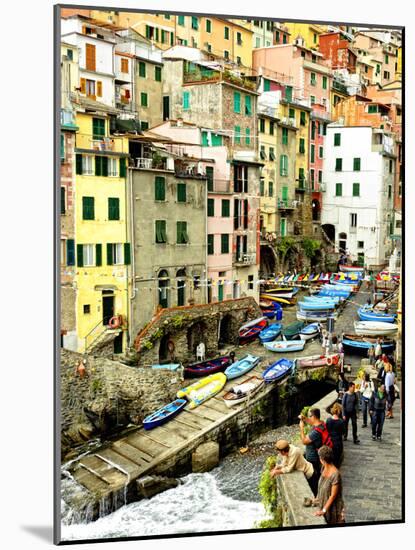 Fishing Boats Line the Launch Site in the Village of Riomaggiore, Cinque Terre, Tuscany, Italy-Richard Duval-Mounted Photographic Print
