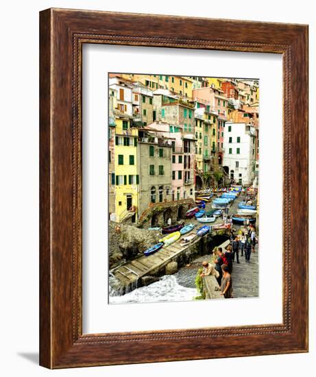 Fishing Boats Line the Launch Site in the Village of Riomaggiore, Cinque Terre, Tuscany, Italy-Richard Duval-Framed Photographic Print