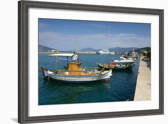 Fishing Boats Moored Alongside the Quay, Sami, Kefalonia, Greece-Peter Thompson-Framed Photographic Print