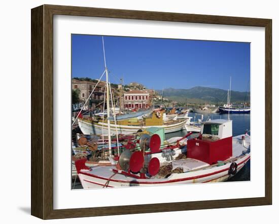 Fishing Boats Moored in Harbour at Molyvos, Lesbos, North Aegean Islands, Greek Islands, Greece-Lightfoot Jeremy-Framed Photographic Print