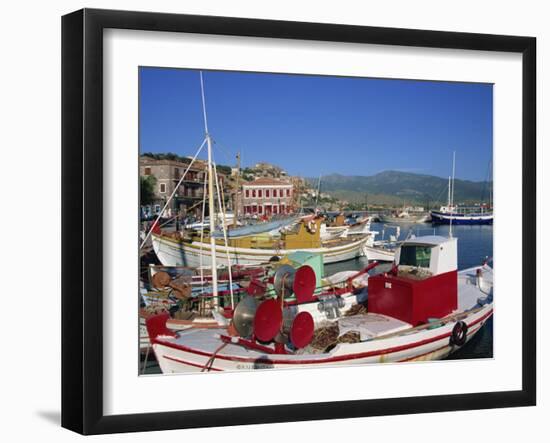 Fishing Boats Moored in Harbour at Molyvos, Lesbos, North Aegean Islands, Greek Islands, Greece-Lightfoot Jeremy-Framed Photographic Print