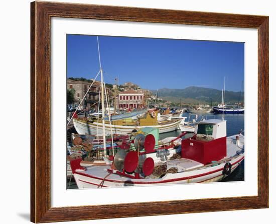 Fishing Boats Moored in Harbour at Molyvos, Lesbos, North Aegean Islands, Greek Islands, Greece-Lightfoot Jeremy-Framed Photographic Print