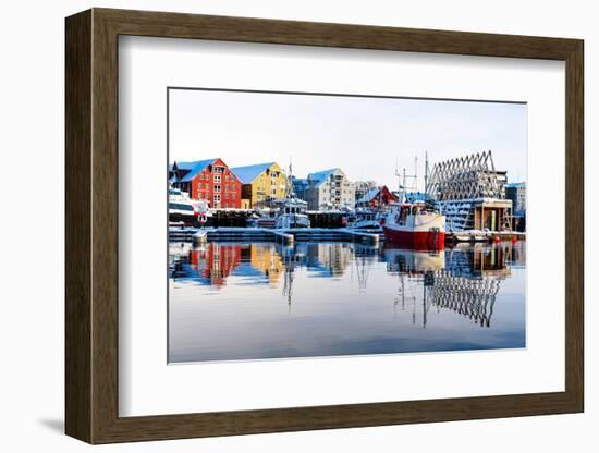 Fishing boats moored in the harbor, Tromso, Norway, Scandinavia, Europe-Roberto Moiola-Framed Photographic Print