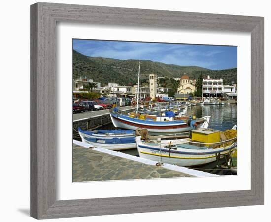 Fishing Boats Moored in the Harbour at Elounda, Near Agios Nikolas, Crete, Greece, Europe-Harding Robert-Framed Photographic Print