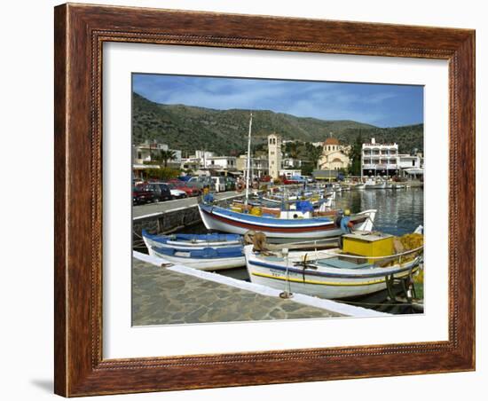 Fishing Boats Moored in the Harbour at Elounda, Near Agios Nikolas, Crete, Greece, Europe-Harding Robert-Framed Photographic Print