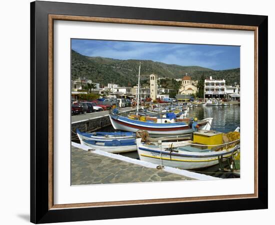 Fishing Boats Moored in the Harbour at Elounda, Near Agios Nikolas, Crete, Greece, Europe-Harding Robert-Framed Photographic Print