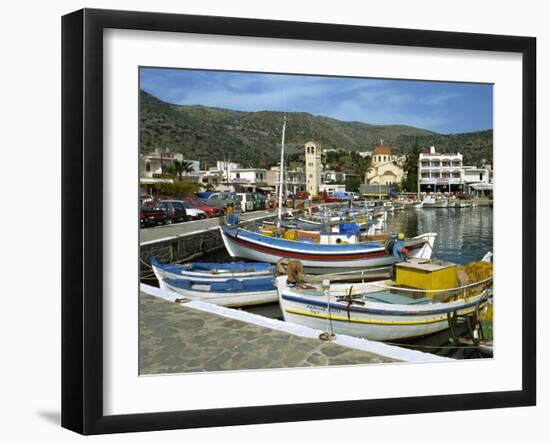 Fishing Boats Moored in the Harbour at Elounda, Near Agios Nikolas, Crete, Greece, Europe-Harding Robert-Framed Photographic Print