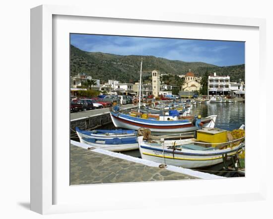 Fishing Boats Moored in the Harbour at Elounda, Near Agios Nikolas, Crete, Greece, Europe-Harding Robert-Framed Photographic Print