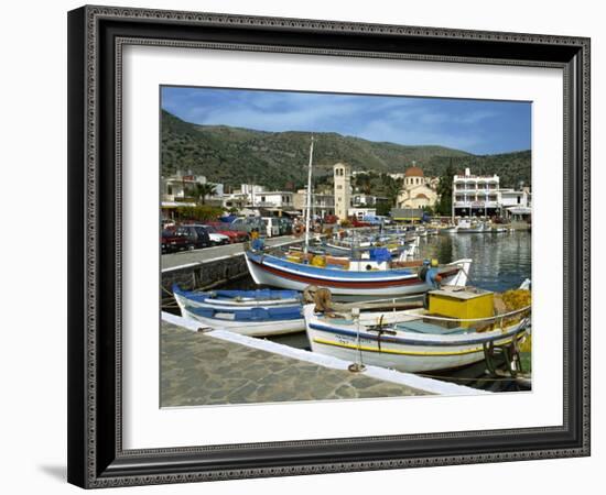 Fishing Boats Moored in the Harbour at Elounda, Near Agios Nikolas, Crete, Greece, Europe-Harding Robert-Framed Photographic Print