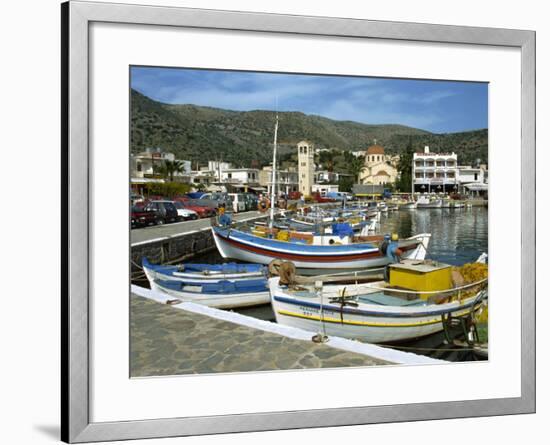 Fishing Boats Moored in the Harbour at Elounda, Near Agios Nikolas, Crete, Greece, Europe-Harding Robert-Framed Photographic Print