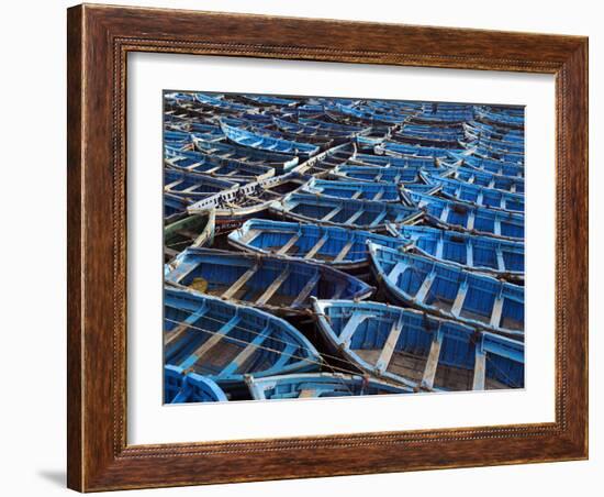 Fishing Boats Moored in the Harbour at Essaouira, Morocco-Julian Love-Framed Photographic Print