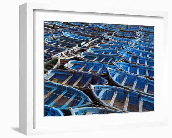 Fishing Boats Moored in the Harbour at Essaouira, Morocco-Julian Love-Framed Photographic Print