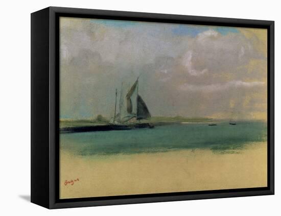 Fishing Boats Moored in the Harbour, C.1869-Edgar Degas-Framed Premier Image Canvas