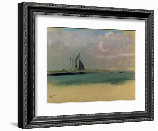 Fishing Boats Moored in the Harbour, C.1869-Edgar Degas-Framed Giclee Print