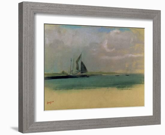 Fishing Boats Moored in the Harbour, C.1869-Edgar Degas-Framed Giclee Print