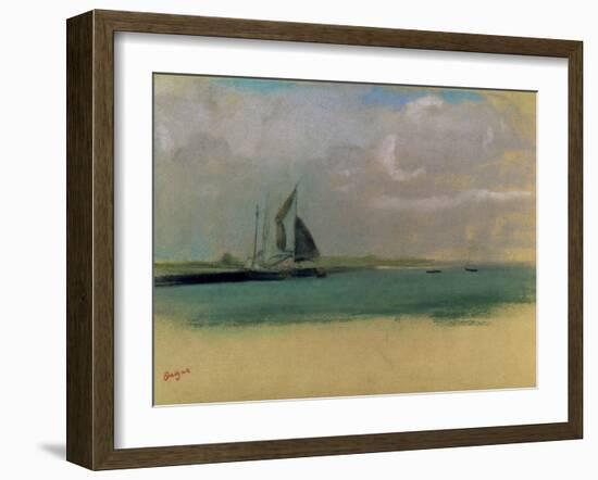 Fishing Boats Moored in the Harbour, C.1869-Edgar Degas-Framed Giclee Print