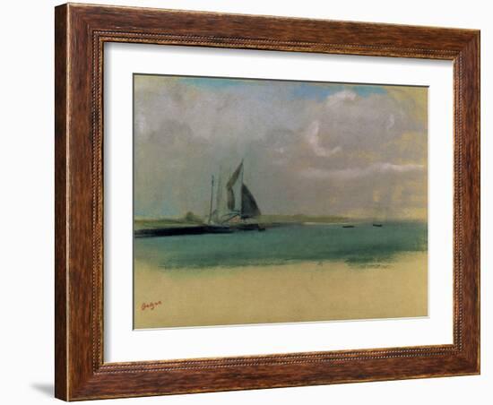 Fishing Boats Moored in the Harbour, C.1869-Edgar Degas-Framed Giclee Print