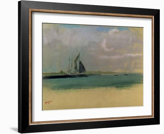 Fishing Boats Moored in the Harbour, C.1869-Edgar Degas-Framed Giclee Print