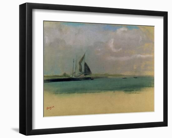 Fishing Boats Moored in the Harbour, C.1869-Edgar Degas-Framed Giclee Print