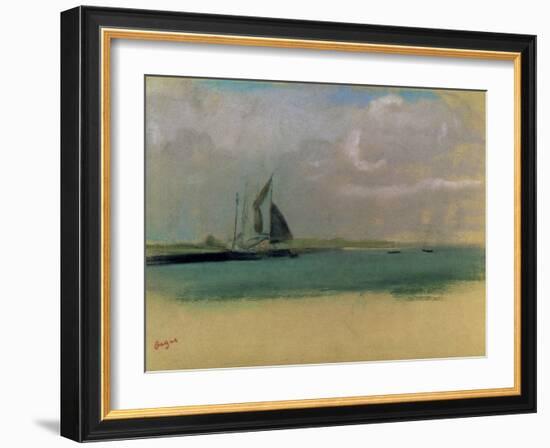 Fishing Boats Moored in the Harbour, C.1869-Edgar Degas-Framed Giclee Print