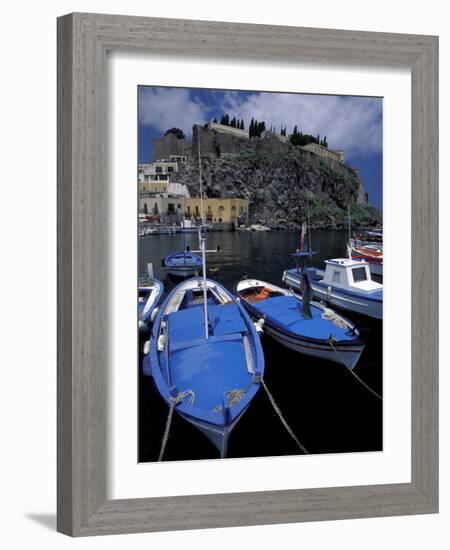 Fishing Boats Moored in the Port of Lipari, Sicily, Italy-Michele Molinari-Framed Photographic Print