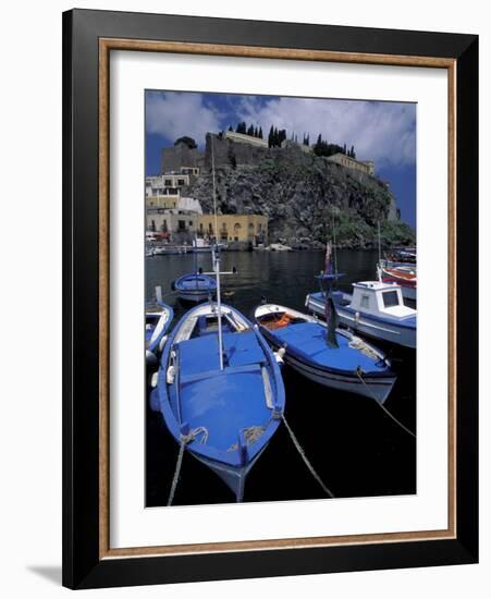 Fishing Boats Moored in the Port of Lipari, Sicily, Italy-Michele Molinari-Framed Photographic Print