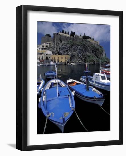 Fishing Boats Moored in the Port of Lipari, Sicily, Italy-Michele Molinari-Framed Photographic Print