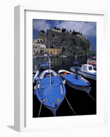 Fishing Boats Moored in the Port of Lipari, Sicily, Italy-Michele Molinari-Framed Photographic Print