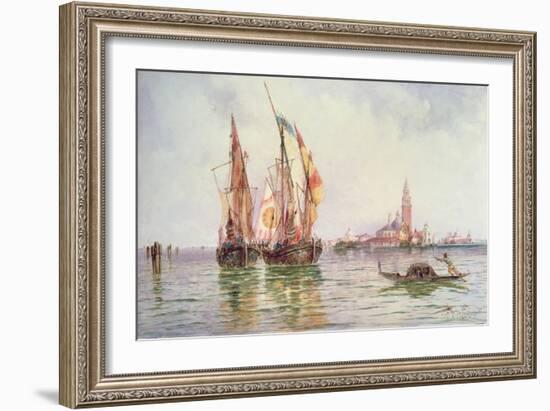 Fishing Boats Near San Giorgio Maggiore, Venice-Thomas Bush Hardy-Framed Giclee Print