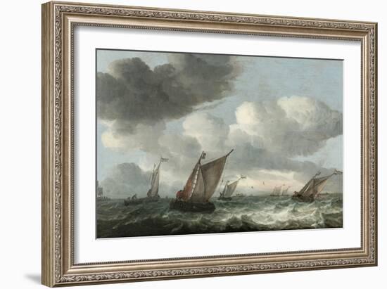 Fishing Boats off the Coast in a Choppy Sea (Oil on Panel)-Abraham Hendricksz Van Beyeren-Framed Giclee Print