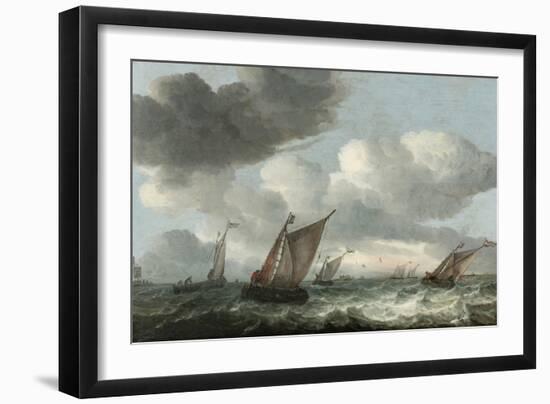 Fishing Boats off the Coast in a Choppy Sea (Oil on Panel)-Abraham Hendricksz Van Beyeren-Framed Giclee Print