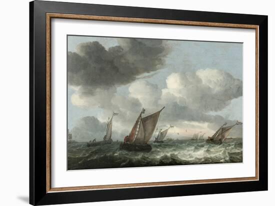 Fishing Boats off the Coast in a Choppy Sea (Oil on Panel)-Abraham Hendricksz Van Beyeren-Framed Giclee Print