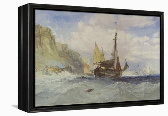Fishing Boats Off the Isle of Wight-Charles Bentley-Framed Premier Image Canvas