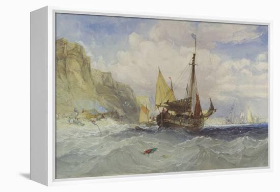 Fishing Boats Off the Isle of Wight-Charles Bentley-Framed Premier Image Canvas