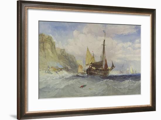 Fishing Boats Off the Isle of Wight-Charles Bentley-Framed Giclee Print