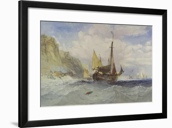 Fishing Boats Off the Isle of Wight-Charles Bentley-Framed Giclee Print