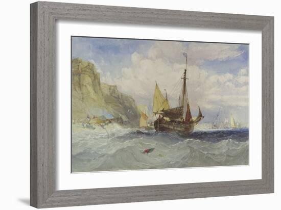 Fishing Boats Off the Isle of Wight-Charles Bentley-Framed Giclee Print