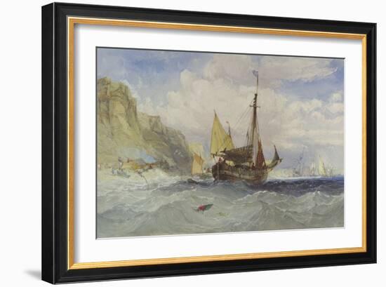 Fishing Boats Off the Isle of Wight-Charles Bentley-Framed Giclee Print