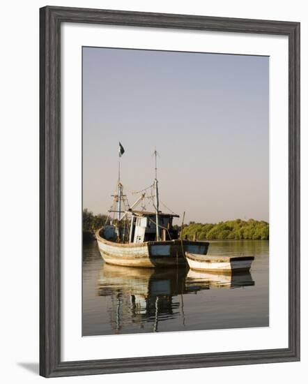 Fishing Boats on Backwater Near Mobor, Goa, India-R H Productions-Framed Photographic Print
