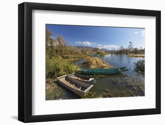 Fishing boats on Erhai Lake, Shuanglang, Yunnan, China, Asia-Ian Trower-Framed Photographic Print