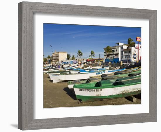 Fishing Boats on Playa Norte, Mazatlan, Sinaloa State, Mexico, North America-Richard Cummins-Framed Photographic Print