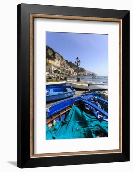 Fishing Boats on Shore, Amalfi Waterfront, Costiera Amalfitana (Amalfi Coast), Campania, Italy-Eleanor Scriven-Framed Photographic Print