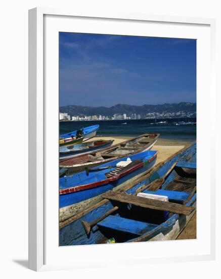 Fishing Boats on the Beach, Acapulco-Angelo Cavalli-Framed Photographic Print