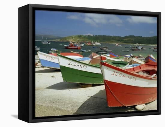 Fishing Boats on the Beach and in the Harbour of the Village of Muxia in Galicia, Spain, Europe-Michael Busselle-Framed Premier Image Canvas